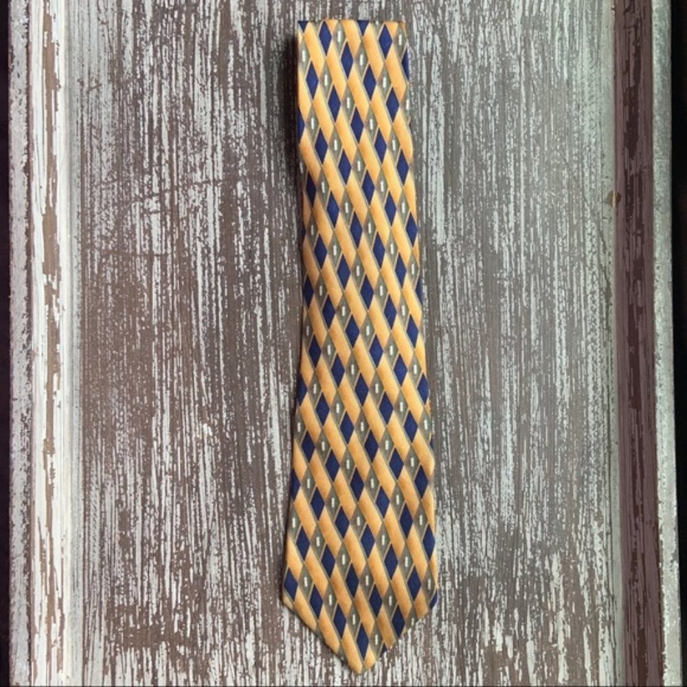Oscar De La Renta Yellow & Blue Men's Silk Tie